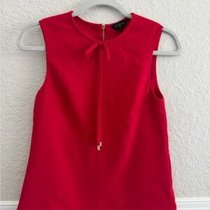 Ted Baker Natalle Crepe Sleeveless Bow Top – Red – Back Zip